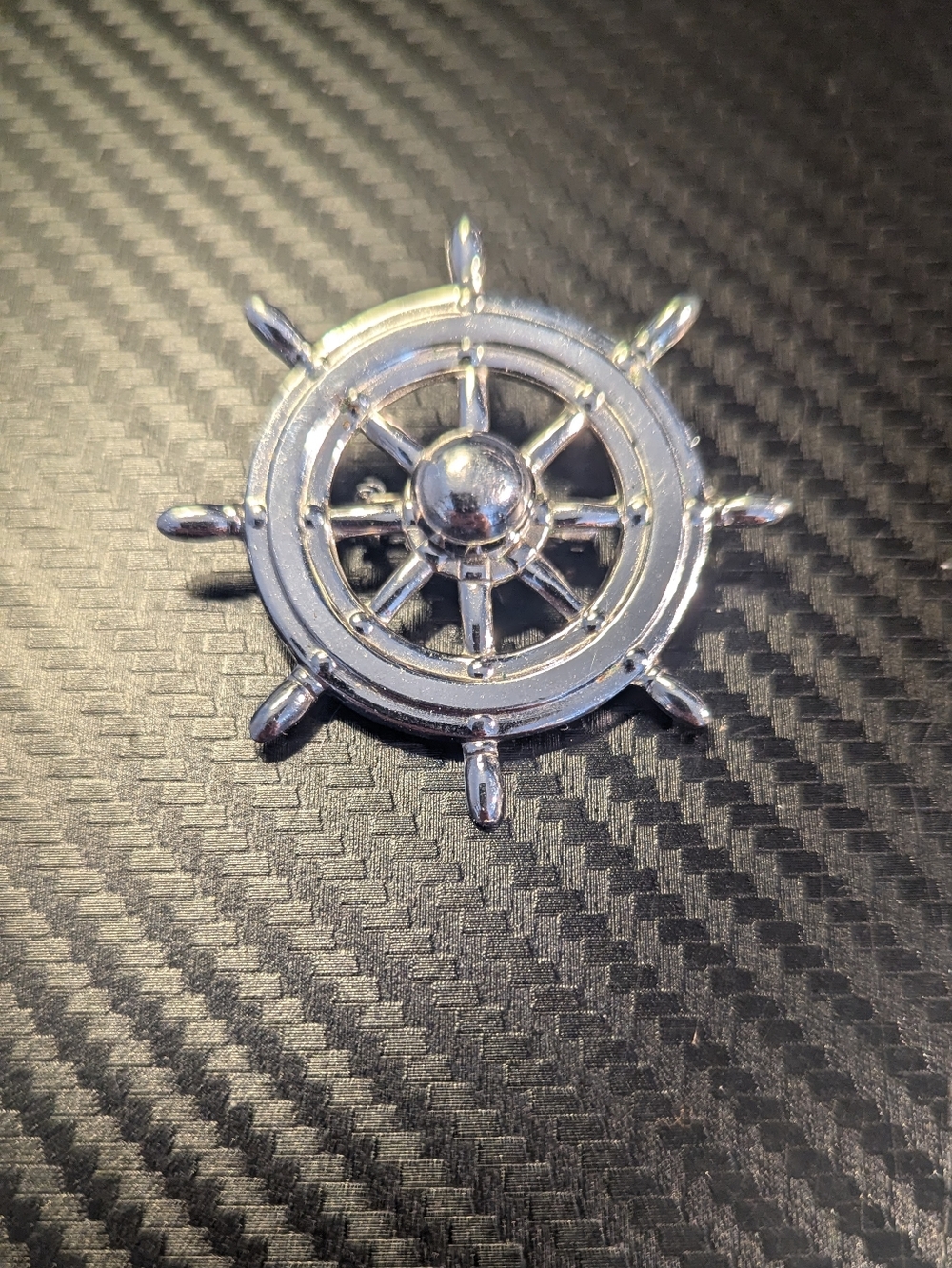 Silver Ship Wheel Brooch Pin